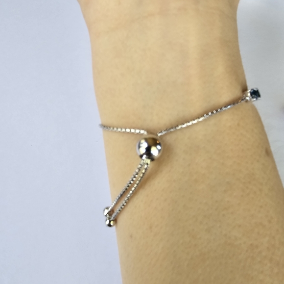 Genuine Multicolor Jade Bolo Bracelet in Platinum over Sterling Silver! ✨️ - Picture 3 of 4